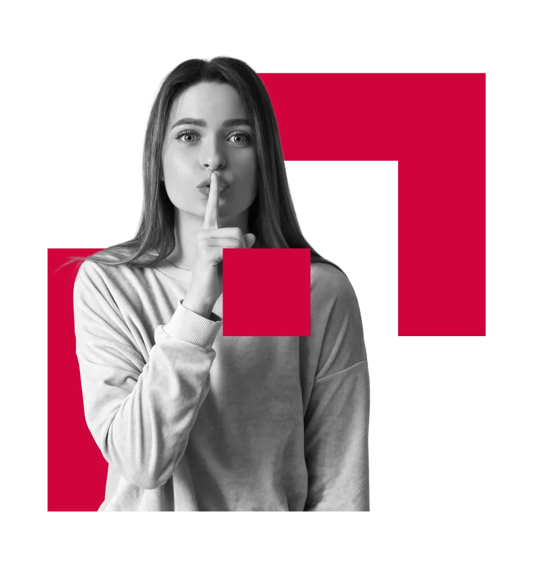 Woman making a shhh gesture