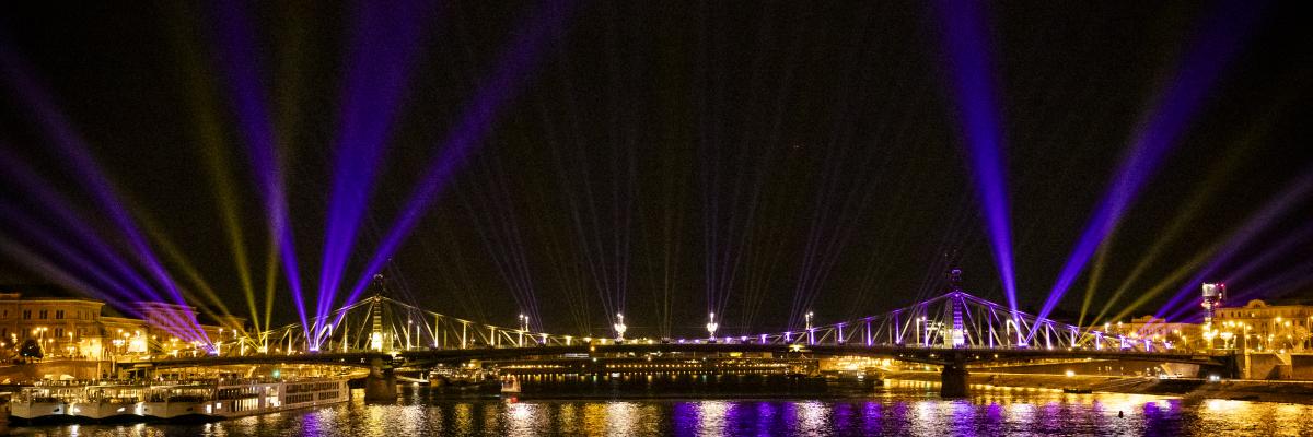 Light display over a bridge